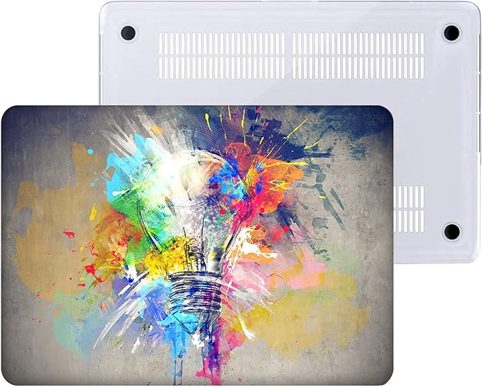 Compatible with MacBook Air 13 Inch Case 2017 2016 2015 2014 2013 2012 2011 2010 Release A1466/A1369, Plastic Hard Shell Case & Keyboard Cover & Screen Protector - Colorful Bulb