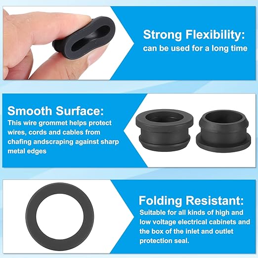 PATIKIL 23mm / 15/16 Inch Drill Hole,3/4 Inch ID Rubber Grommets, 3Pcs Top Hat Grommet for Wiring Eyelet Ring Gasket Automotive Firewall Cable Hole Plugs Wires Protection, Black