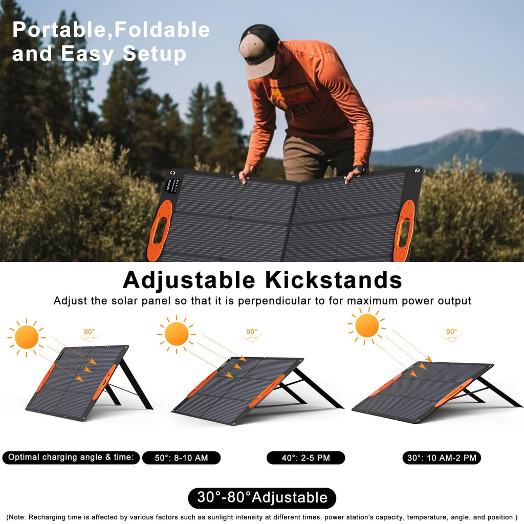 SOKIOVOLA N-Type 16BB 100W Portable Solar Panel 18V ETFE Portable Foldable Solar Charger NextGen 25% High Conversion Folding Solar Panel for Camping Outdoor RV
