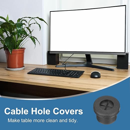 uxcell 4Pcs Cable Cord Grommet, 1/2"(12mm) Rubber Desk Grommets Wire Pass Through Hole Cover with Marked Cable Ties for Home Office Cable Wire Protection, Black