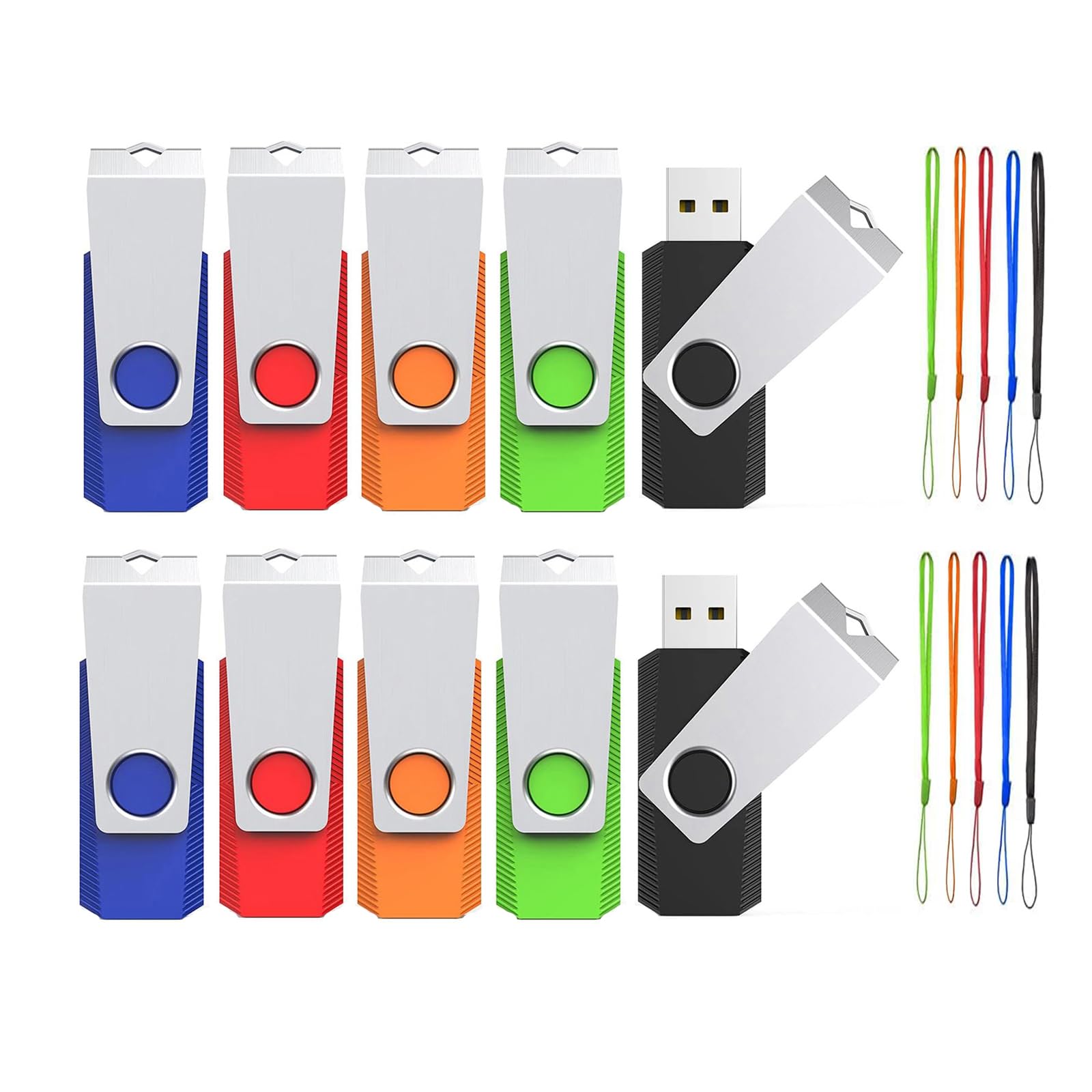 8GB Flash Drive 10 Pack, Wooolken USB 2.0 Thumb Drives Memory Stick