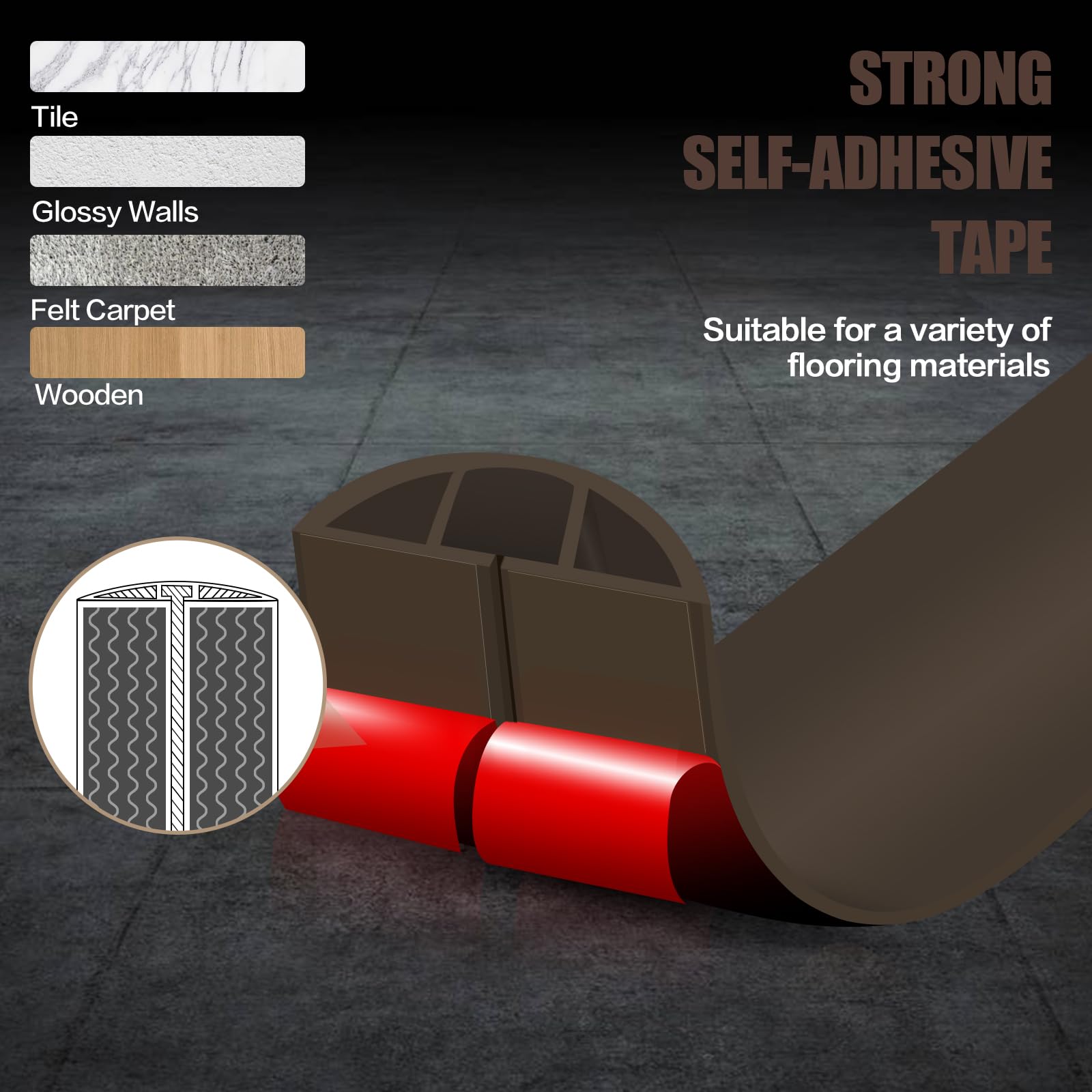 Floor Cord Cover Cable Cavity Self Adhesive Cord Hider Floor 10FT Floor Cable Management Power Cord Protector Floor Electric Cord Covers for Offices, Gym, Exhibitions (CoffeeBrown, 0.78" x 10')