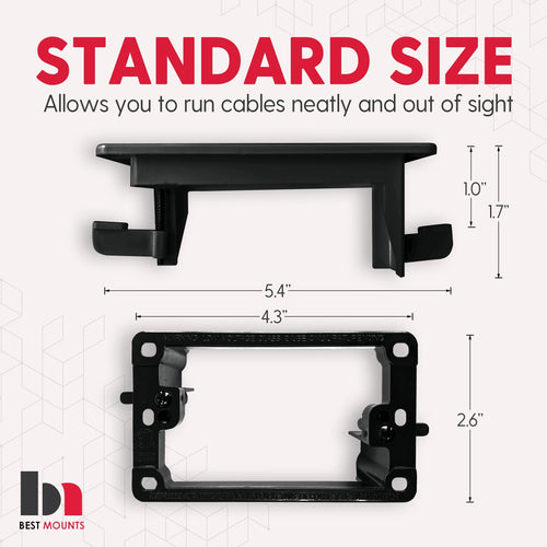 1 Pack Wall Plate Cable Pass Through with Bracket - In Wall Cable Management Kit - Recessed Cable Wall Plate Pair with Single Gang Low Voltage Mounting Bracket - Decorator Cover for Low Voltage Cables