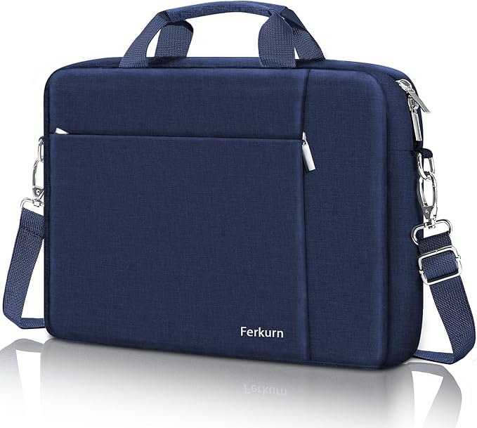Ferkurn Laptop Bag Case for Women Men Computer Bag Compatible with HP Envy Pavilion Omen/LG Gram/MSI/Dell Inspiron XPS/Lenovo/Acer, Shoulder Strap Carrying Messenger Briefcase, Blue, 17 17.3 Inch