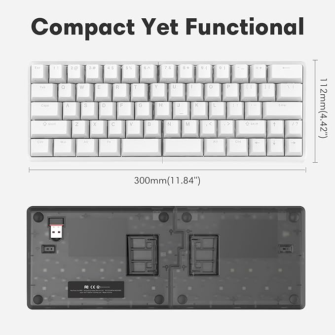 Wireless Ergonomic Split Mechanical Keyboard - Linear, Hot-Swappable, Compact 60% Layout, Programmable for Mac & Windows, PBT Keycaps(Standard Version)