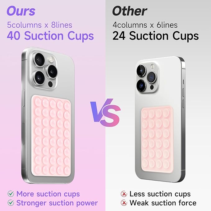 Silicone Suction Phone Case Mount, Non Slip Suction Cup Phone Mount, Phone Accessories Holder for Selfies and Videos, Silicon Adhesive Phone Stand Sticky for Cell Phone Black