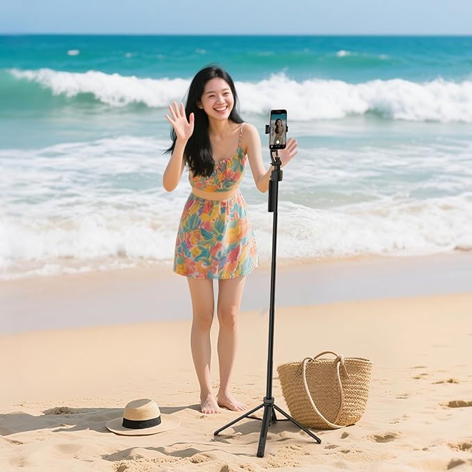 ULANZI TT23 64" Auto Face Tracking Tripod for iPhone/Android with Remote, 360°Rotating Selfie Stick That Follows Your Movement, Facial Recognition Tripod for iPhone/Android/Camera/GoPro