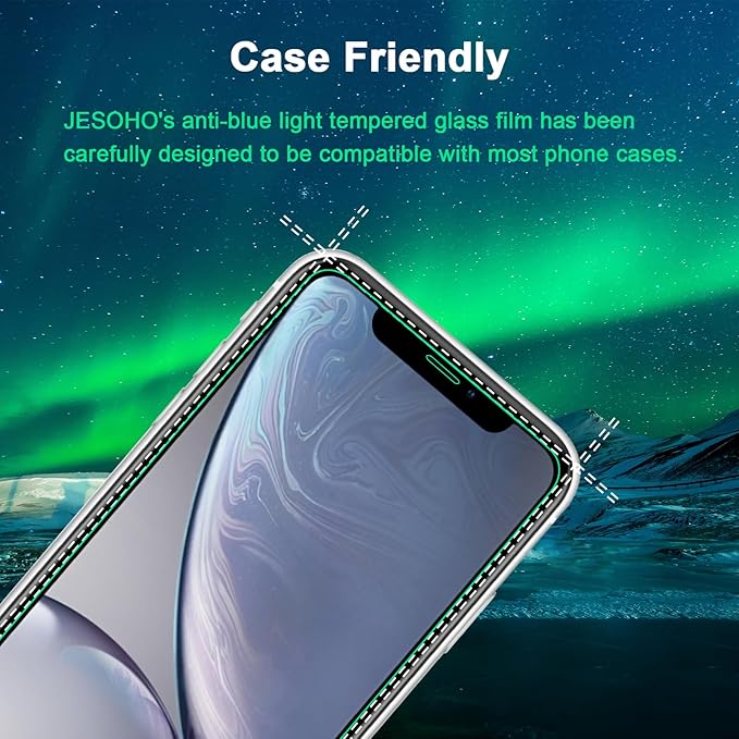 Blue Light Screen Protector for iPhone 11, iPhone XR (6.1") HD Anti Blue Light Blocking Tempered Glass Film, Eye Protection,Case Friendly, No Bubbles, with Easy Installation Kit, 3 Pack