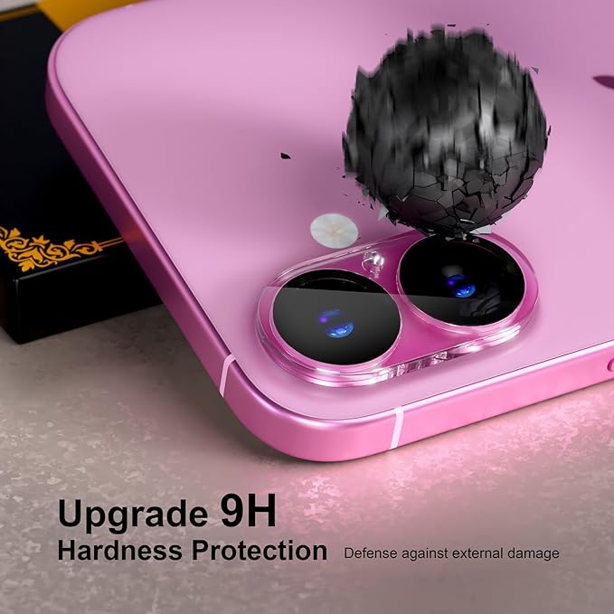 beuxece for 6 Pack iPhone 16 / iPhone 16 Plus Camera Lens Protector [Drop Protection] [Case Friendly] [Easy Installation] 9H Tempered Glass Camera Screen Protector Cover Accessories, Clear