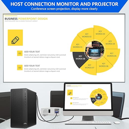PASOW VGA Splitter Cable (No Screen Extension) 1 Male to 2 Male Dual Monitor Y Adapter 1080P Full HD for projectors, HDTVs, Monitors (6 Feet) - Only for Screen Duplication - Work for Identical Monitor