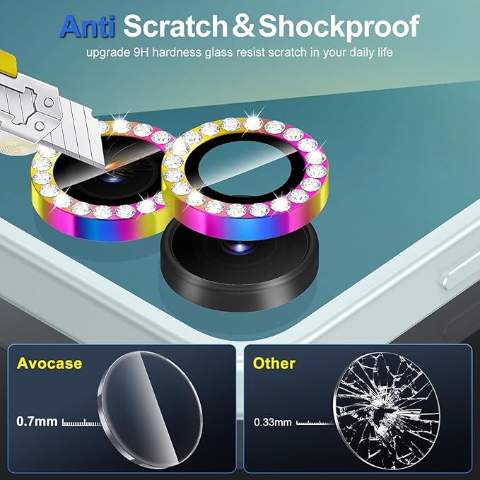 for Samsung Galaxy Z Flip 7 Camera Lens Protector, Individual Metal Ring Tempered Glass Lens Cover, [Strong Adsorption] Scratch Resistant Ultra-Thin HD Clear Lens Cover, 1 Set-Colorful Diamond