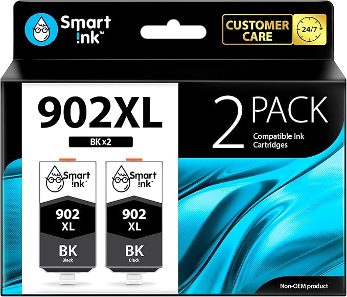Smart Ink Compatible Ink Cartridge Replacement for HP 902XL 902 XL (2 Black, Combo Pack) to use with OfficeJet Pro 6978 6968 6970 6975 6960 Officejet 6962 6958 6950 6954 6951 6956 6961 6963 6964 6966