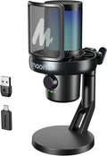 MAONO Wireless Gaming Microphone for PC, Condenser USB Mic with Software AI Voice Change,3-Level Noise Cancellation,Custom RGB, for Streaming Recording Podcast PS5 PS4 Twitch YouTube (DM40 Pro-Black)