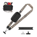 YFWE Clip and Go Strap for Phone with Wallet Crossbody, Adjustable Phone Lanyard with Detachable RFID Wristlet Wallet, Pattern Strap, Black (M)