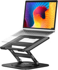 Adjustable Laptop Stand with 360 Rotating Base, Stable Computer Stand for Laptop Ergonimic Foldable Laptop Riser for Desk Compatible with MacBook Pro/Air Notebook up to 16 Inches, Black