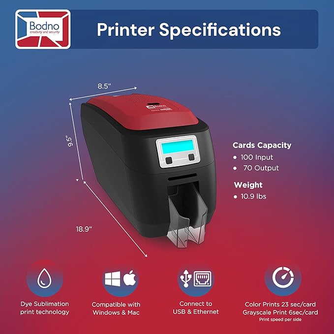 Bodno Magicard 400X Single Sided ID Card Printer & Complete Supplies Package ID Software - Bronze Edition