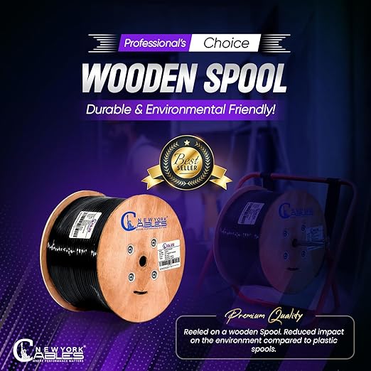 NewYork Cables Cat6a Plenum Cable 1000ft - Certified 100% Solid Pure Copper CAT6 A Ethernet Cable – 23 AWG, 750 MHz, PoE++ - Unshielded Twisted Pair - Cat 6a 10 GB High Speed for Networking & Gaming