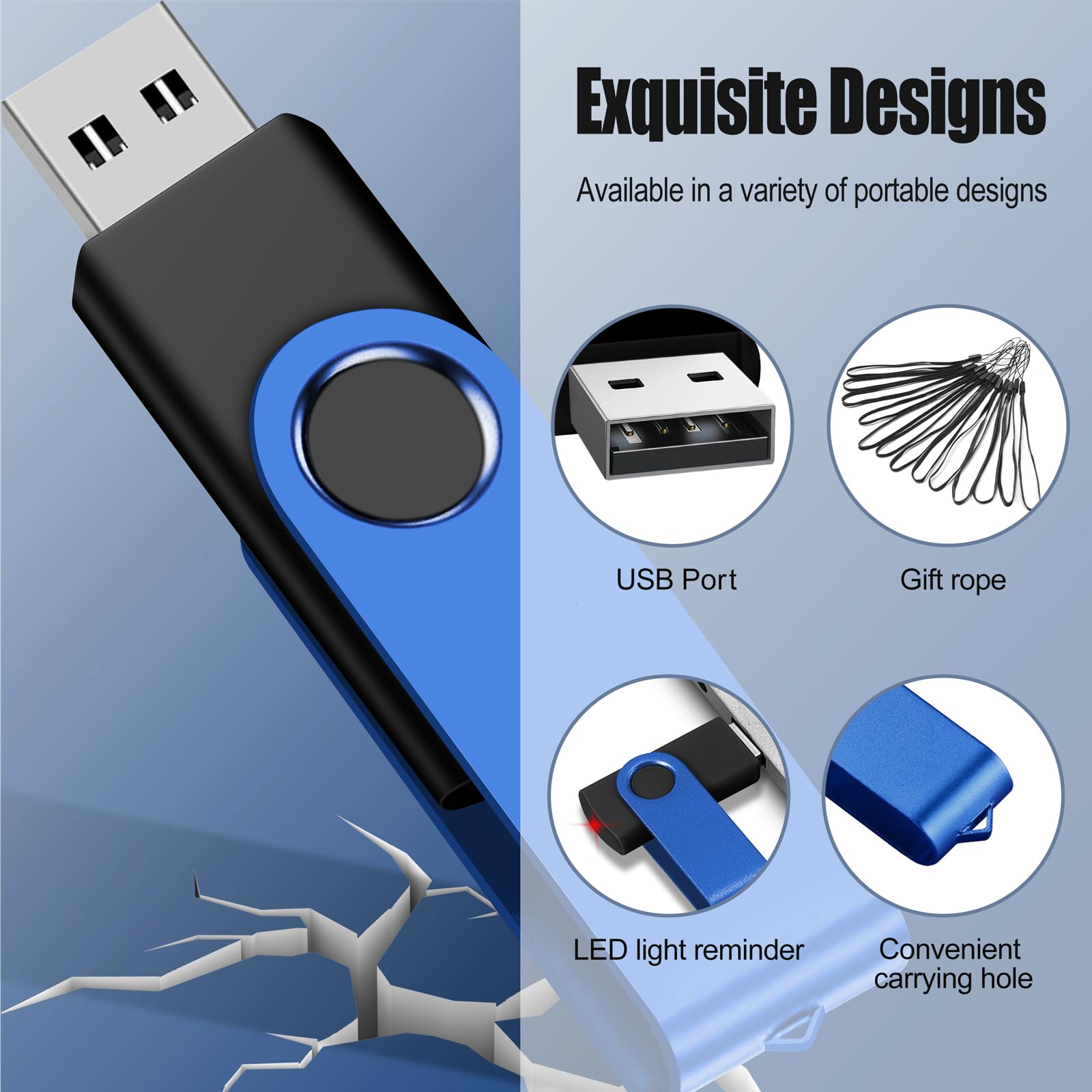 4GB 50-Pack USB Flash Drives Bulk EASTBULL USB 2.0 Thumb Drive,Blue