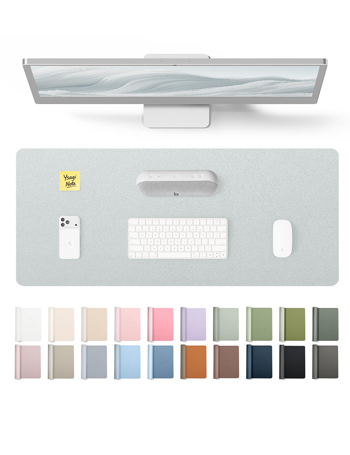 YSAGi Large Extended PU Leather Desk Pad Protector – Non-Slip Waterproof Desk Mat for Office & Home, Easy Clean Mouse Pad & Laptop Writing Blotter 35.4"x17" Black — 23.6" x 13.8"