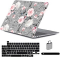 LanBaiLan Compatible for MacBook Pro 13 inch with Touch Bar 2022 2021 2020 2019 2018 2017 2016 Release M1 M2 A2338 A2289 A2251 A2159 A1989 A1706 A1708 Protective Case & Keyboard Cover, Grey Flowers