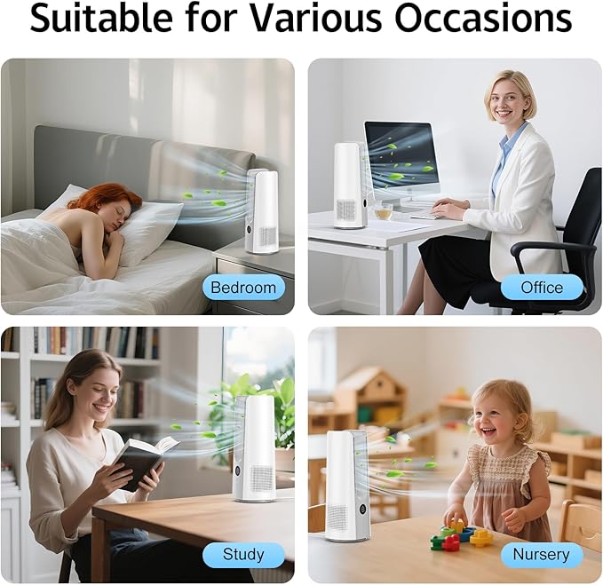 Desk Fan, 13 Inch Portable Bladeless Fan, Small Quiet Table Fan with 60°Oscillating, 9 Speeds & 9H Timer, LED Display, Button Control, Easy to Clean, Personal Desktop Fan for Bedroom, Office