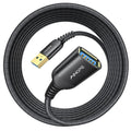 AINOPE 2 Pack USB Extensions Cable High Speed USB 3.0 Extension Cord Type A Male to Female Sturdy Braided Material Fast Data Transfer Compatible with USB Keyboard,Mouse,Flash Drive,Black,16FT+16FT