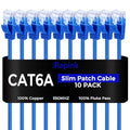 Rapink Patch Cables Cat6a 14ft (10 Pack) Slim, Cat6a Ethernet Patch Cable 10G Support, Snagless Cat 6 Patch Cable for Patch Panel to Switch, Flexiable Cat 6a Ethernet Cable with Gold Plated