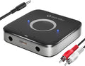 Bluetooth 5.3 Adapter Hi-Fi Equipment for Car Wireless Audio Receiver with 3.5mm AUX RCA Cable, Noise Cancellation, Dual AUX Outputs for Home Speakers Wired Headphones