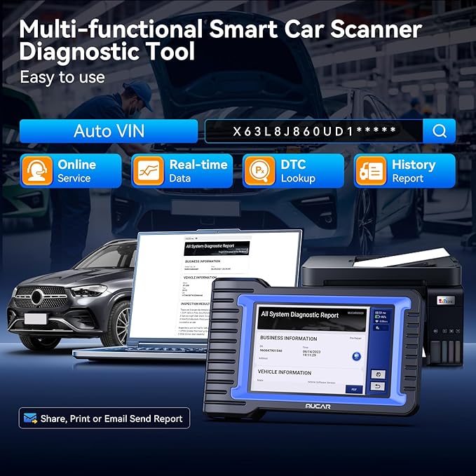 MUCAR OBD2 Scanner Diagnostic Tool, Bidirectional Scan Tool, All Systems 28+ Reset, Obd2 Scanner Bluetooth for Car with Active Test ECU Coding, FCA CAN-FD, Lifetime Free Update