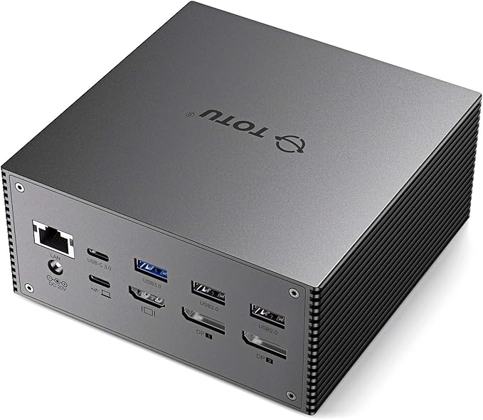 TOTU Upgraded Universal USB-C 4K Triple Display Docking Station with Charging Support for MacBook Pro & Windows Type C Systems (2 4K DP, HDMI, 6 USB Ports, 60W USB PD),Extended Display for macOS