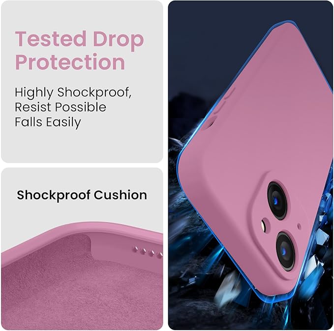FireNova Designed for iPhone 15 Case, Silicone Upgraded [Camera Protection] Phone Case with [2 Screen Protectors], Soft Anti-Scratch Microfiber Lining Inside, 6.1 inch, Lilac Purple