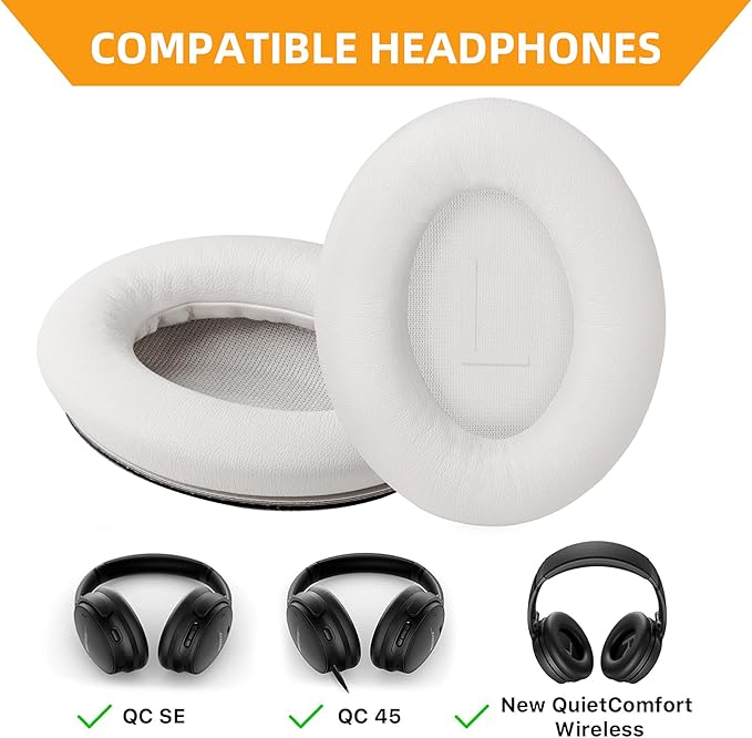 Replacement Ear Pads for Bose QuietComfort 45 (QC45)/QuietComfort SE (QC SE)/New QuietComfort Wireless Over Ear Headphones, Earpads Cushions with Softer Leather and Thicker Memory Foam