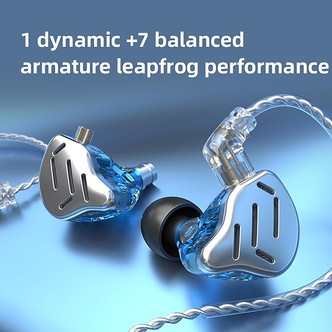 CCA KZ Zax in Ear Monitor Headphones 16 Units 7BA 1DD Hybrid Drivers HiFi IEM Earphones High Clarity Metal Gaming Earbuds with 2 Pin Detachable Cable