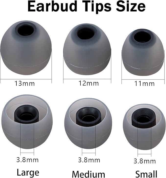 Earbud Replacement Tips Silicone Earbud Tips Eartips Fit Most in-Ear Earbuds(Inner Hole 3.8mm -5.1mm) Headphone Earbuds Rubber Tips 9 Pairs S M L
