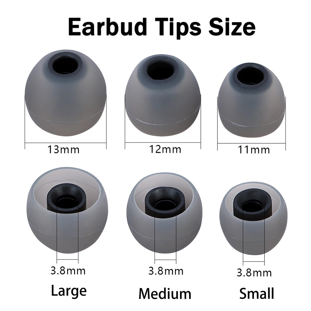 MQIMY Silicone Earbud Tips Replacement - Fit Most Earbuds (Inner Hole 3.8mm - 5.1mm) - 9 Pairs S M L