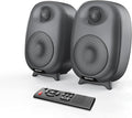 BESTISAN Bookshelf Speakers, 60 Watt Powered Studio Monitor Speaker with Bluetooth 5.0 and Wired Optical Line in Input Port, Bass and Treble Adjustable, Deep Bass, 3 Audio Mode Design (Gray)