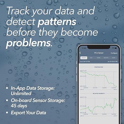 SensorPush HT.w Smart Temperature Sensor & Humidity Sensor - Bluetooth Thermometer & Hygrometer with App Monitoring - Water Resistant Temperature & Humidity Monitor for RV, Basement, Fridge (4 Pack)
