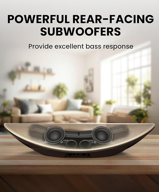 Cleer Crescent Smart Audio Bluetooth Speaker, 3 Hi-Res Audio Certified Sound Modes – 8 Linear 40mm Drivers with Dual 84mm Woofers Array 3D Room-Filling Sound, Wi-Fi/Bluetooth Streaming, Premium Design
