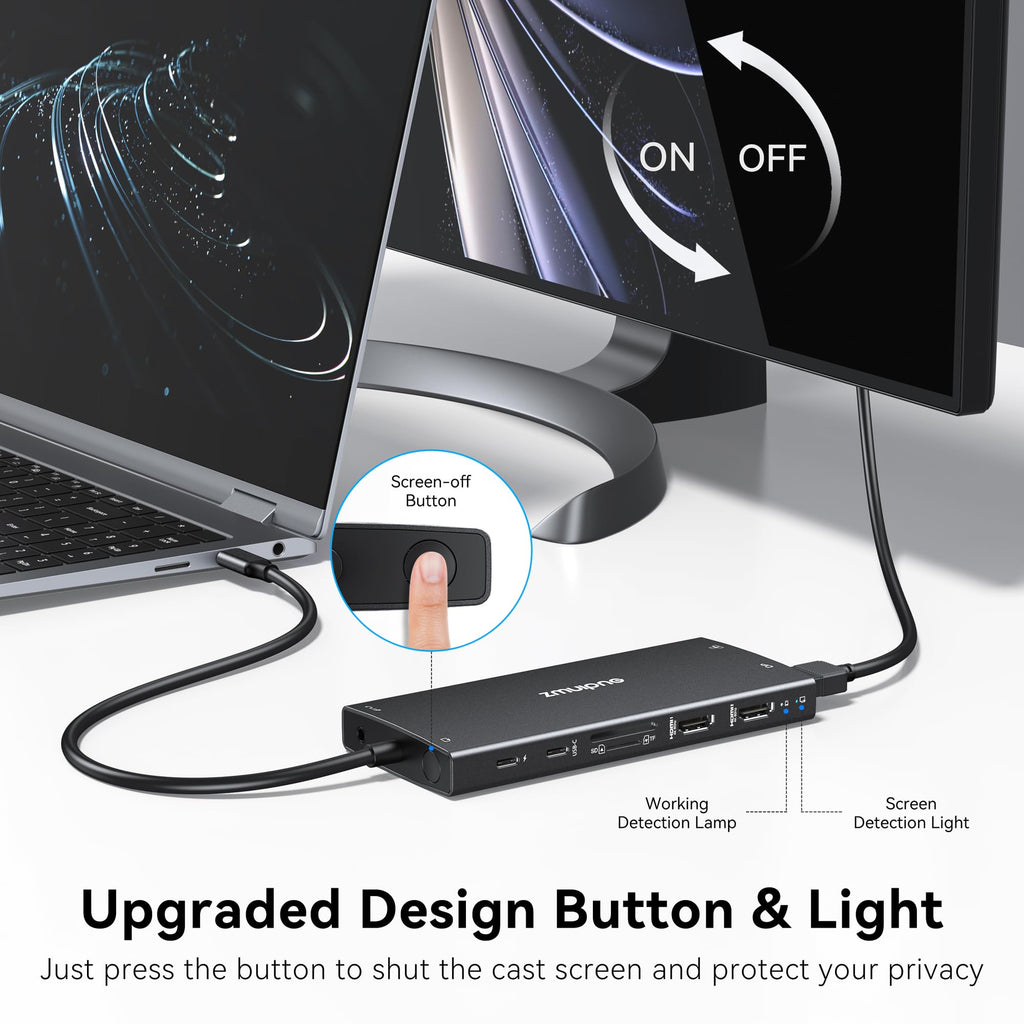 USB C Laptop Docking Station Dual Monitor 4K HDMI+8K DP for Dell HP