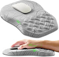Ergonomic Slope Mouse Pad Wrist Support, Wrist Rest Mousepad for Carpal Tunnel Pain Relief with Massage Bulge and Slow Rebound Memory Foam (12x8 inch, White Contour Lines)