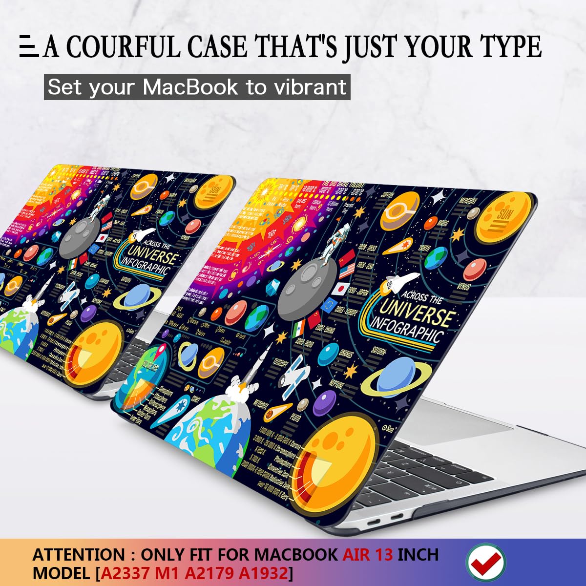 CISSOOK Compatible with MacBook Air 13 inch Case 2021 2020 2019 2018 Release A2337 M1 A2179 A1932, Hard Shell Case+ Keyboard Cover for MacBook Air 13 Inch with Retina Display Touch ID, Universe Space