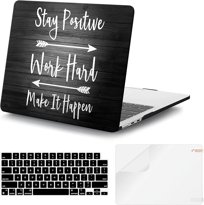 iCasso for MacBook Air 13 inch Case 2025 2024-2022 Release M4 A3240 M3 A3113 A2681 M2 with Liquid Retina Display, Hard Plastic Shell for Mac Air 13.6, Keyboard Cover&Screen Protector, Stay Positive
