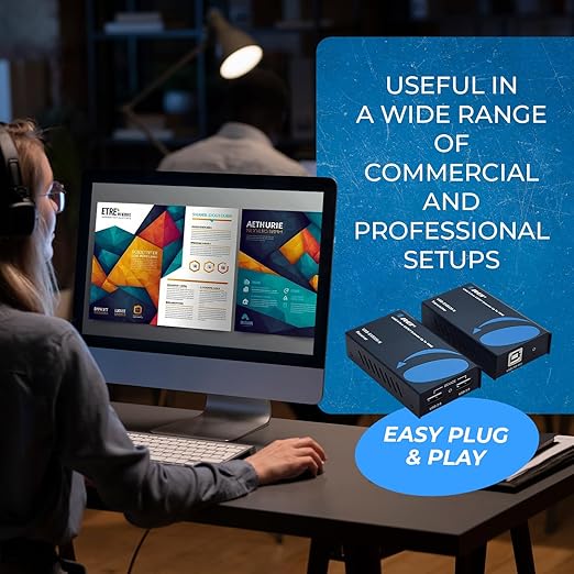OREI USB 2.0 Over Ethernet Cat5e/6 Extender LAN Upto 330 Feet - Extends 2 Ports USB-A Signal Over LAN Ethernet - Power Over Cable for Long Distance Extension Supports All Operating System