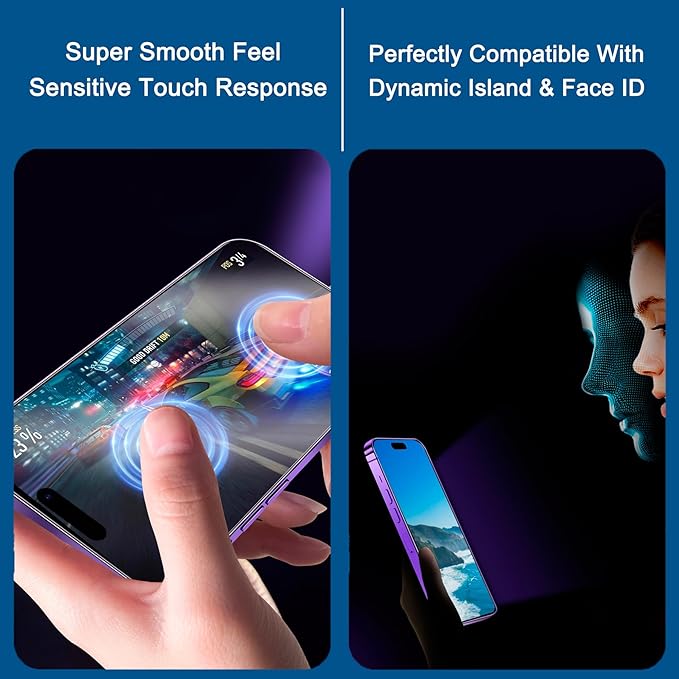2 Pack Matte Privacy Screen Protector for iPhone 16 Pro 6.3", [Auto-Dust Removal and Auto-Alignment] Anti-Spy Anti-Glare Anti-Fingerprint Tempered Glass Film, Smooth & Sensitive Touch