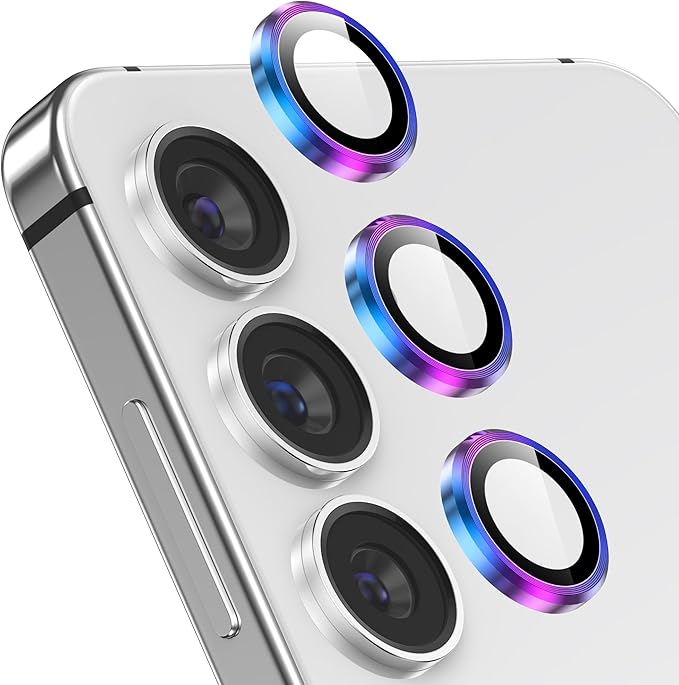 YWXTW Camera Lens Protector for Samsung Galaxy S24 / S23 / S23 Plus, [NOT for S24 Plus] 9H Tempered Glass Metal Individual Ring Camera Screen Protector for S24 Accessories (Multi-Colored)