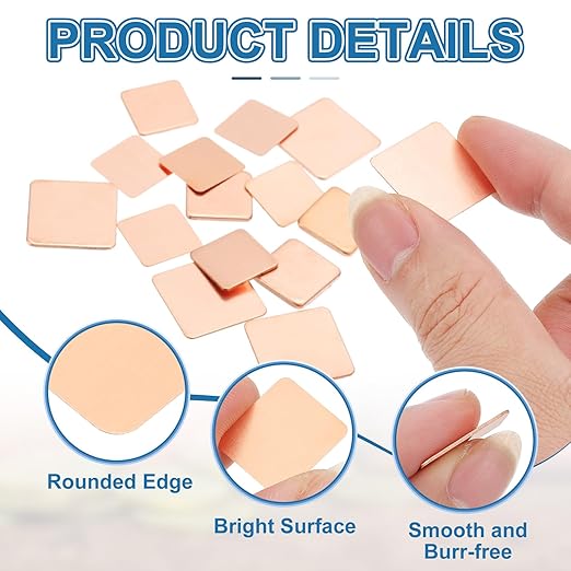 PATIKIL Copper Heatsink Pad Shims, 24 Pcs 20x20x0.5mm Copper Pad Shim IC Chipset GPU CPU Thermal Heatsink for Cooling Laptop Desktop Computer