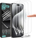 Screen Protector [3 Pack Soft Hydrogel Film for iPhone 15 Pro/15, Upgraded Non-breakable Flexible TPU]