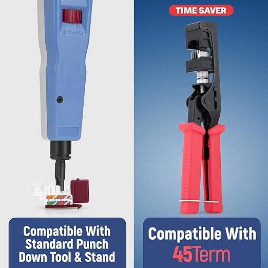 Everest 45° Angled RJ45 Cat5e Keystone Jacks 10-Pack in Red - Slim Profile Female RJ45 Connectors - Cat 5e Keystone Jack - Compatible with 45° Angled Speed Termination Tool - 45Term (B0BL3GS7ZY)