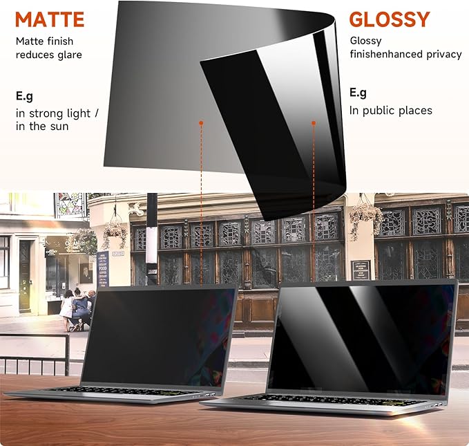 Mamol Laptop Privacy Screen 16 Inch, Compatible with Lenovo, HP, Dell, Acer, Asus, Thinkpad, Envy, Xps - 16:9 Aspect, Anti Blue Light Glare, Removable Privacy Shield, Anti-Scratch Screen Protector