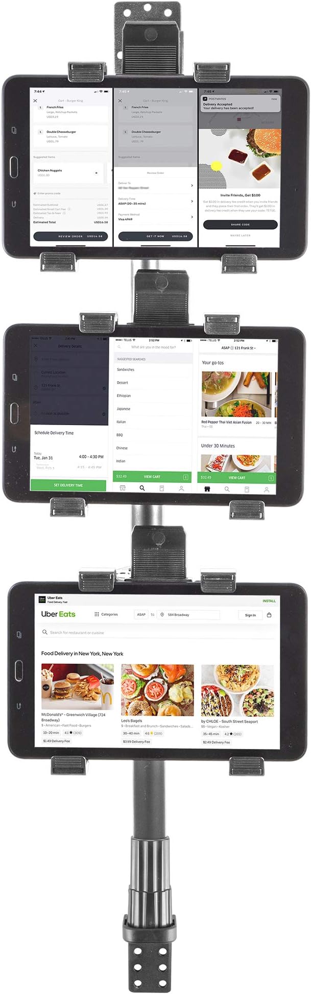 iBOLT TabDock Point of Purchase Wall Mount - with 3 Tablet Holders Perfect for Multiple delivery Applications (DoorDash, Uber eats, Postmates, etc.) Fits 7 to 10 inch Tablets
